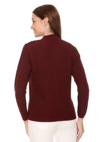 CLAPTON  Self Design/ Knitting Full Sleeves Sweater, Cardigan   This Is Pefect Skinny Jeans, Laggines Dresses - M, Maroon, Wool, Pack of 1